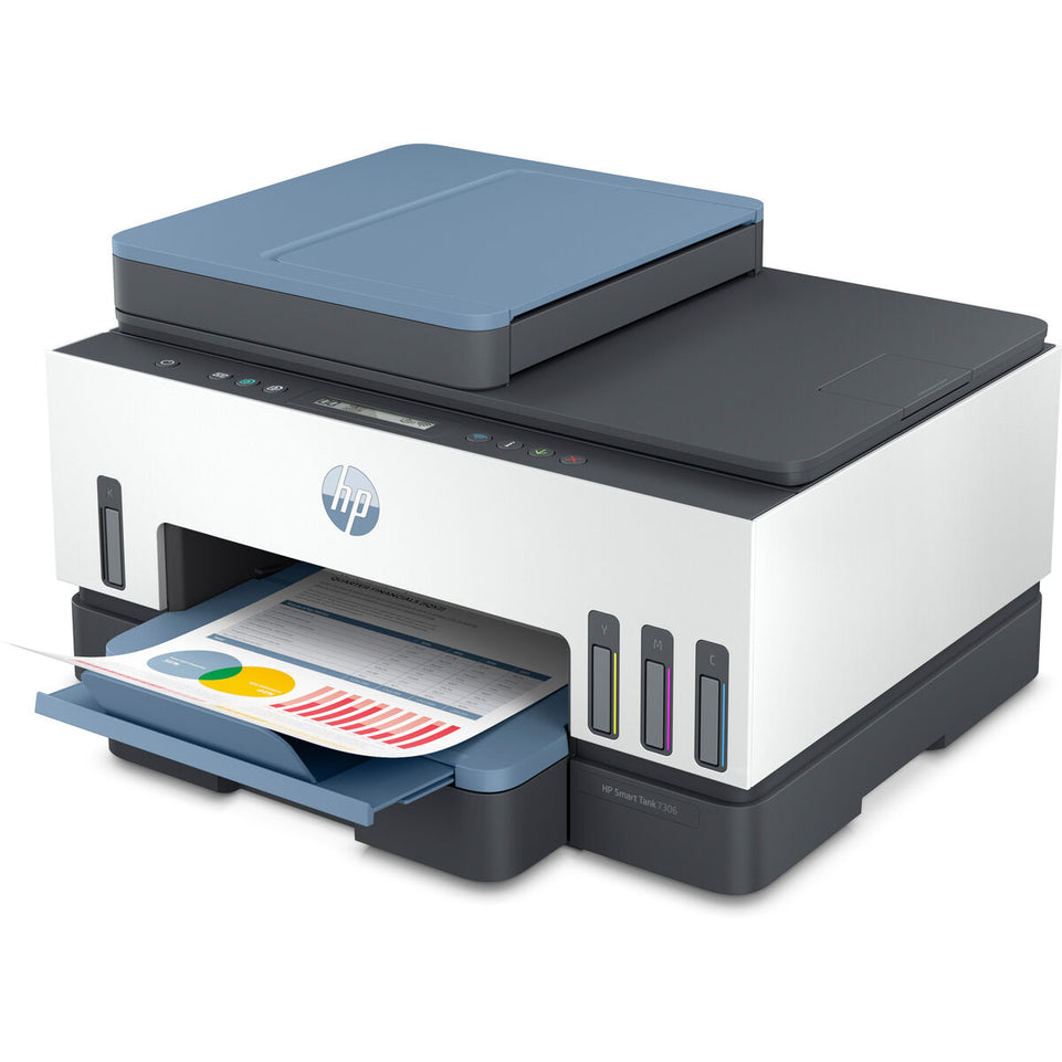 Multifunctionele Printer HP Impresora multifunción HP Smart Tank 7306, Impresión, escaneado, copia, AAD y Wi-Fi, AAD de 35 hojas