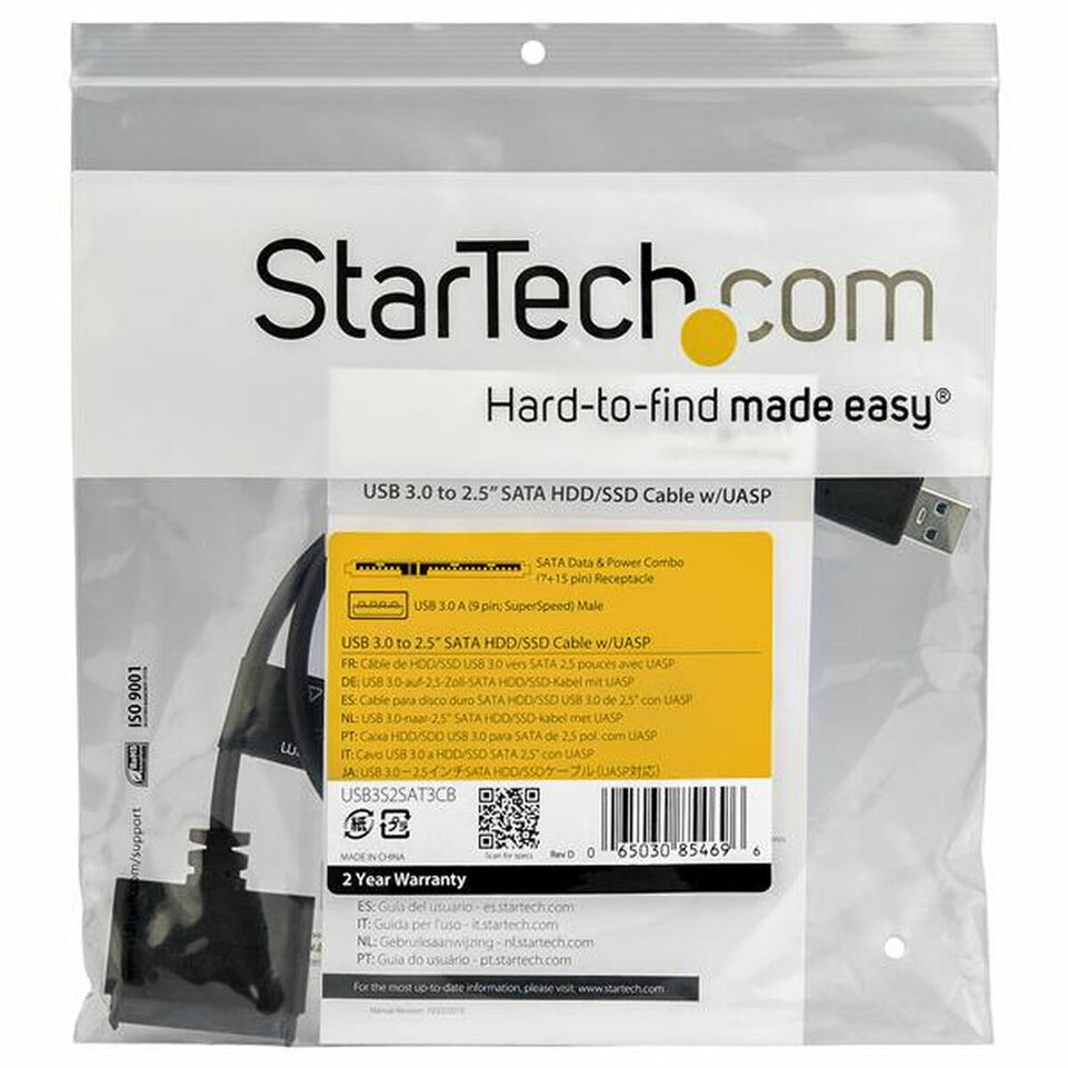 USB-naar-SATA-adapter voor Harde Schijf Startech USB3S2SAT3CB HDD/SSD 2.5"