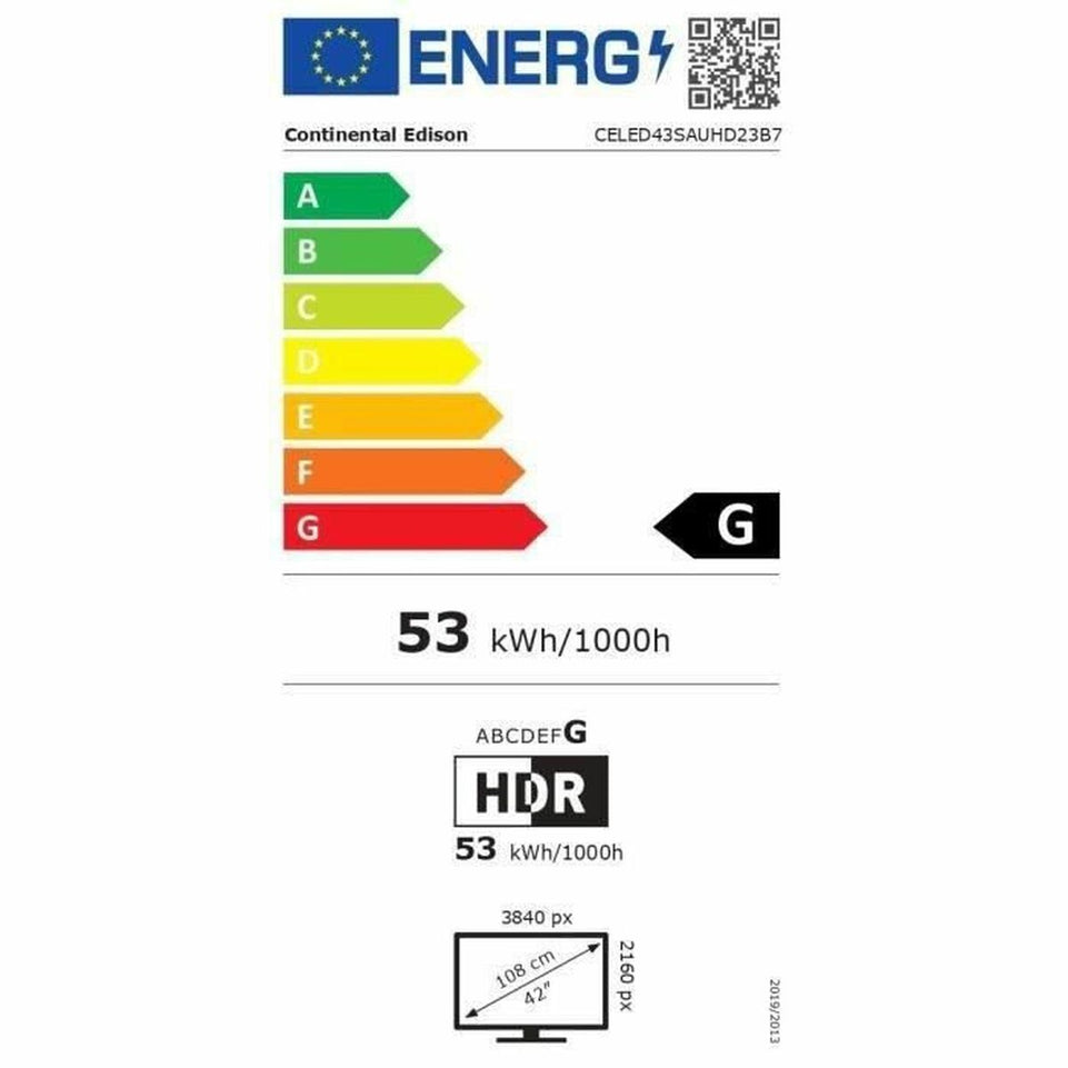 TV Continental Edison CELED43SAUHD23B7 43" 4K Ultra HD