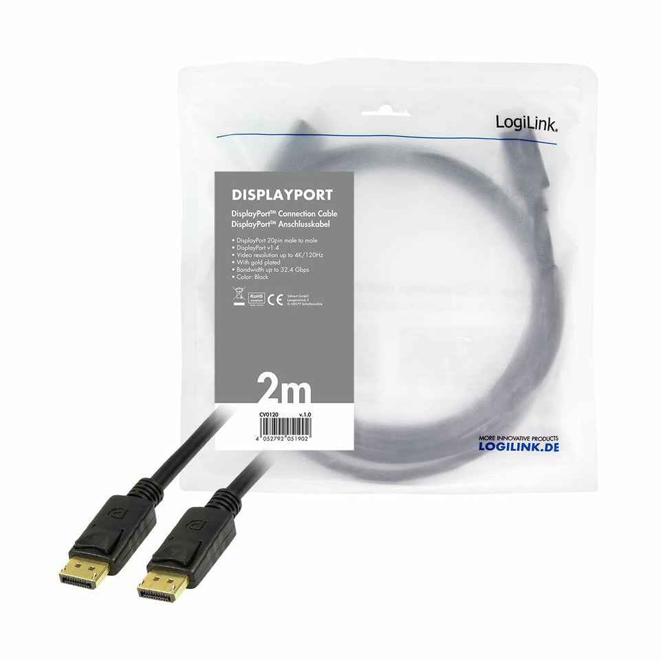 Kabel DisplayPort LogiLink Zwart 1 m