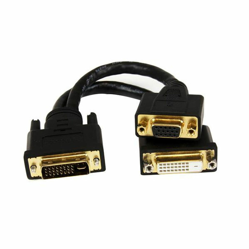 Kabel DVI-I naar DVI-D en VGA Startech DVI92030202L         Zwart 0,2 m