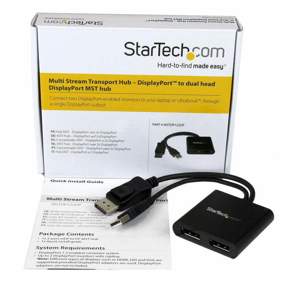 Splitter DisplayPort Startech MSTDP122DP Zwart 4K Ultra HD