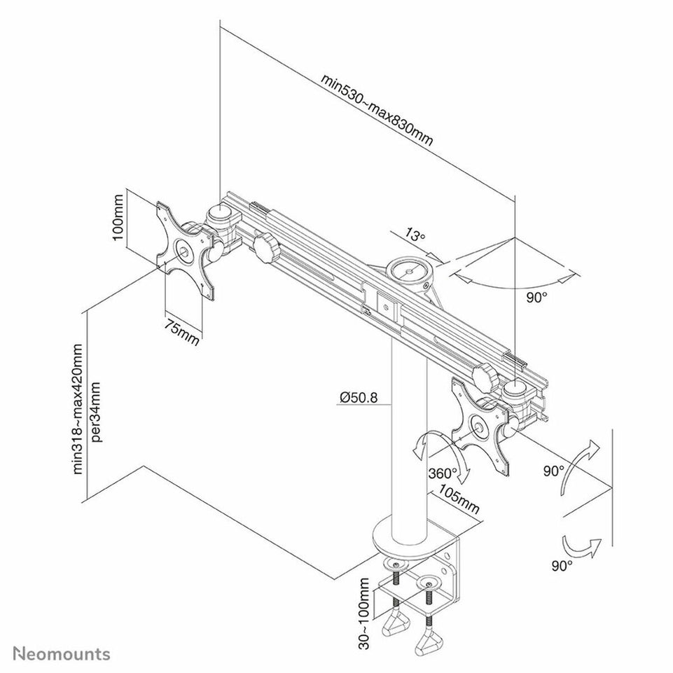 TV houder Neomounts FPMA-D700D           10-30" 8 kg