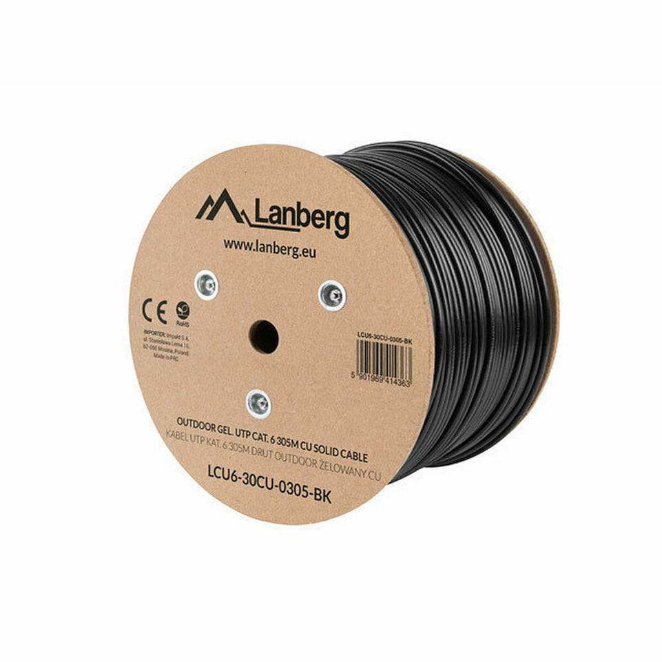 Stevige UTP-netwerkkabel categorie 6 Lanberg LCU6-30CU-0305-BK Zwart 305 m