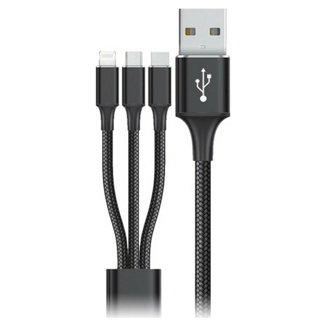 Kabel USB naar Micro-USB, USB-C en Lightning Goms Zwart 1, 2 m