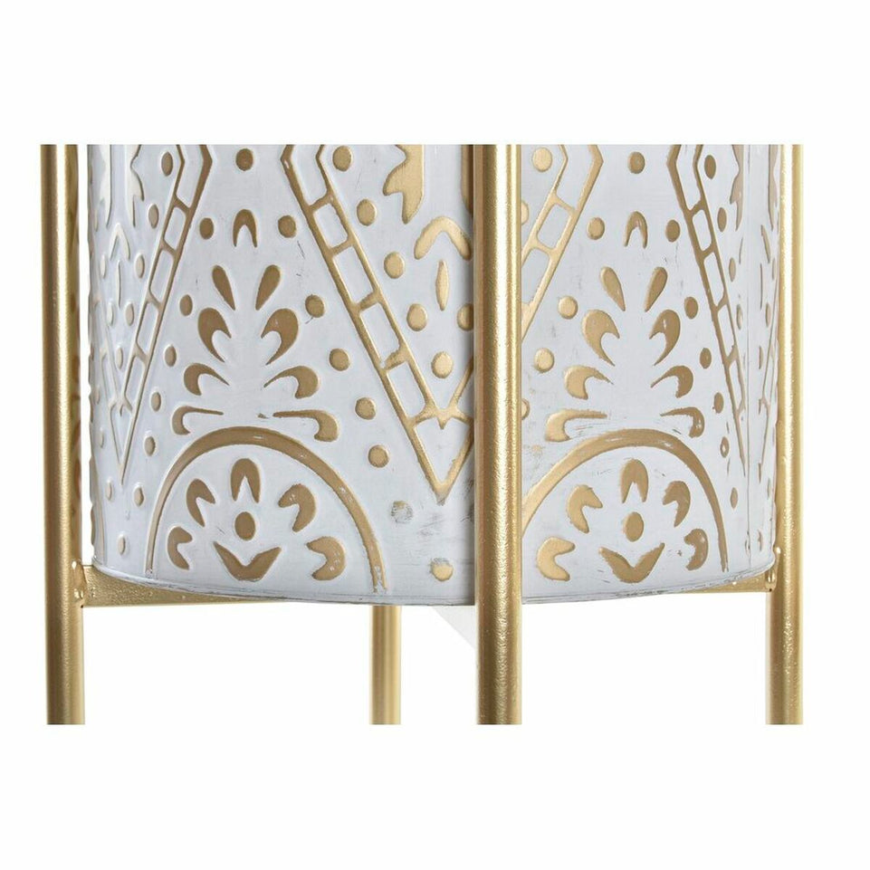 Pottenset DKD Home Decor Gouden Metaal Wit Arabisch (35 x 35 x 58 cm)