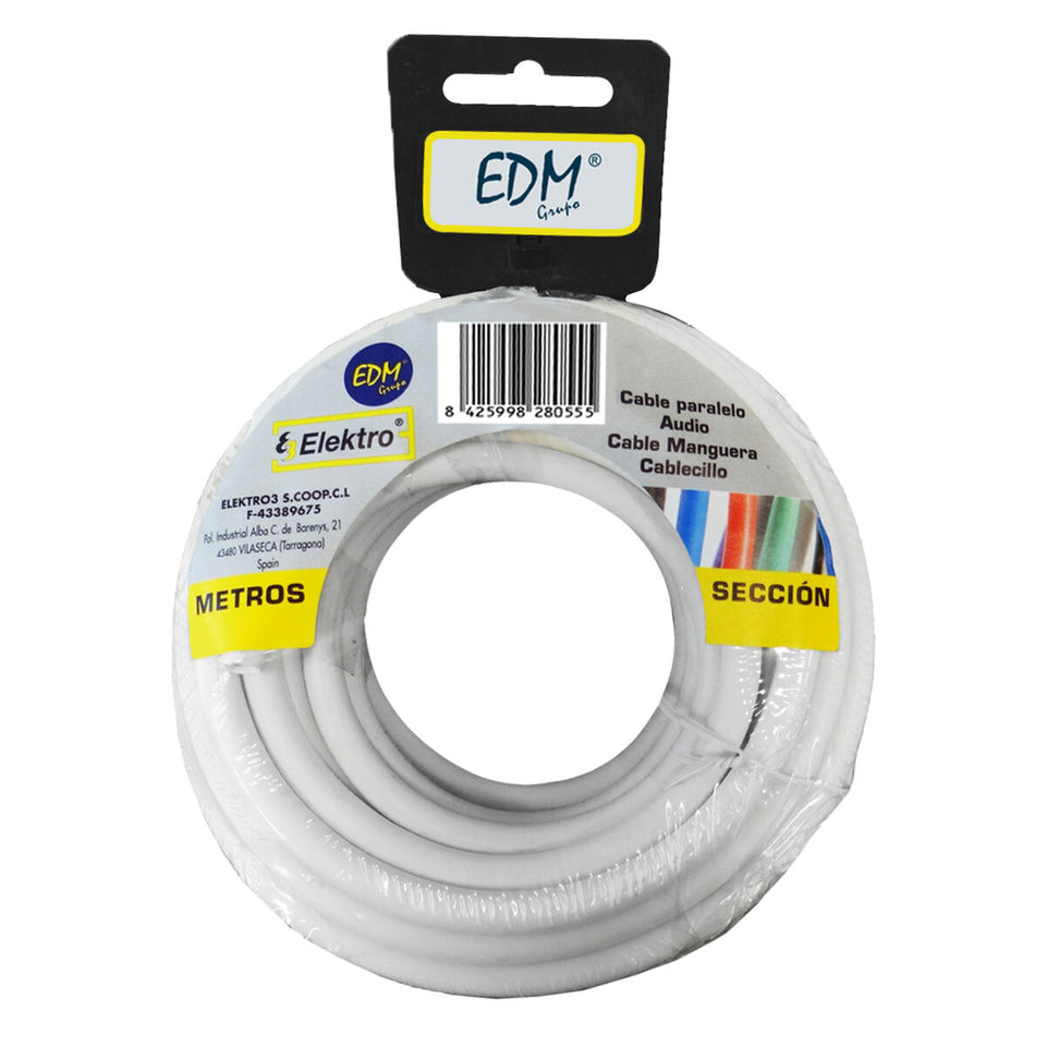 Kabel voor Parallele Interface EDM 28099 3 x 1,5 mm Wit 25 m