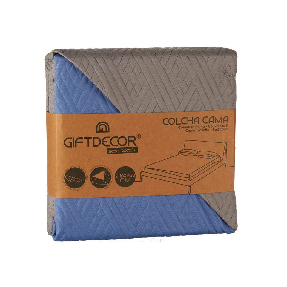 Omkeerbare sprei Grijs Blauw (260 x 240 cm)