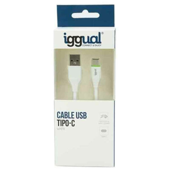 Kabel USB A naar USB C iggual IGG316948 1 m Wit