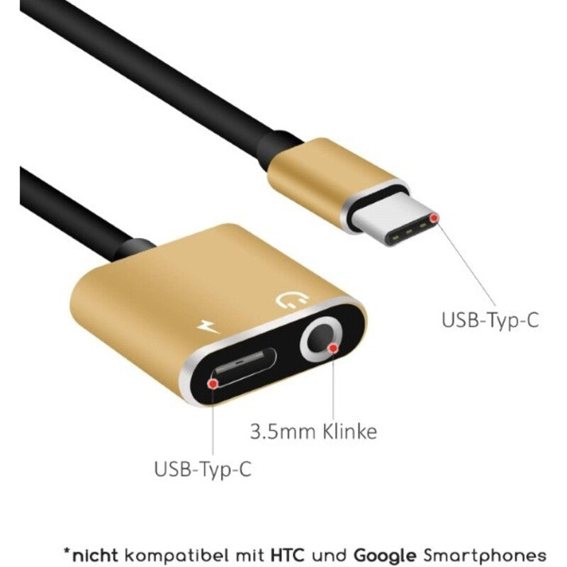 Audio Jack Adapter T-00652 USB-C Goud (Gerececonditioneerd A+)